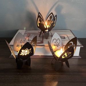 Halloween Indian Diwali Festivals Candlestick Iron Craft <strong>Lotus</strong> Buddha Statue Black Home Decor Ornaments <strong>Candle</strong> <strong>Holder</strong> - Product Image 2