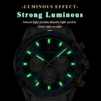 Reloj POEDAGAR 815 de Moda con Espejo Hardlex Luminoso, Fecha Automática, Correa de Acero Inoxidable Dorado, Calendario Duradero
