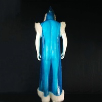 Discothèque Long Gilet Manteaux Halloween/Costumes De Scène Femme Fausse Fourrure Avec Veste En Cuir Pu Manteau/Vêtements De Performance