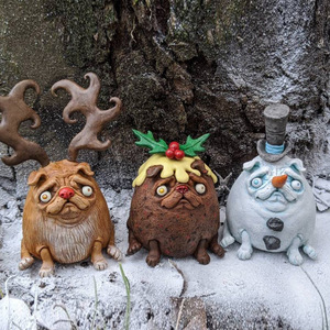 Halloween resina Pug scultura Pug Dog figurine Halloween decorazione natalizia scultura animale statua d'arte - Product Image 4