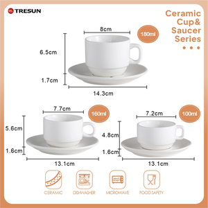 White Ceramic Coffee <b>Cup</b> <b>Saucer</b> Set Multi Spec Custom Logo Bulk Wholesale for Hotels Cafes Restaurants Wedding Events Drinkware - Product Image 6