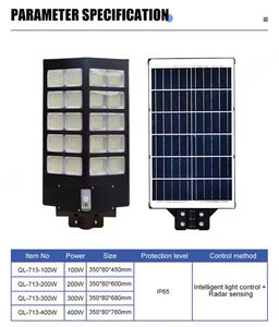 IP65 Intelligent LED Solaire Réverbère 6000K Économie D'énergie 60W 90W 120W 150W Capteur Télécommande En Aluminium Moulé Sous Pression 3 Ans - Product Image 2
