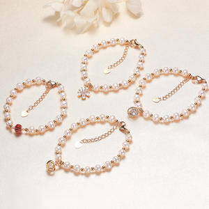 Pulsera de Perlas de Agua Dulce Barrocas con Cuentas Doradas, Pulsera de Perlas de Zhuji al por Mayor - Product Image 1