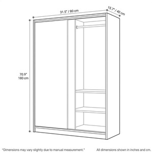<span class=keywords><strong>Ropero</strong></span> de Almacenamiento Alto de Madera Marrón Moderno Personalizado OEM con 2 Puertas Correderas, Barra para Colgar y Estantes para Proyectos de Dormitorios y Hoteles - Product Image 5
