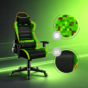 <span class=keywords><strong>Junior</strong></span> Gaming-Stuhl mit Blockmuster, verstellbar, für Kinder, Gaming-Schreibtischstuhl mit 2D-Armlehnen, Teenager-Gaming-Sitz, geräuscharme Rollen - Product Image 3