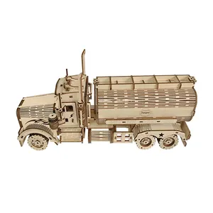 Factory Direct Sales toy in stock Customization Wooden Fuel Tank Car 3d Wood Puzzle Toys Assembly Handmade Car Model