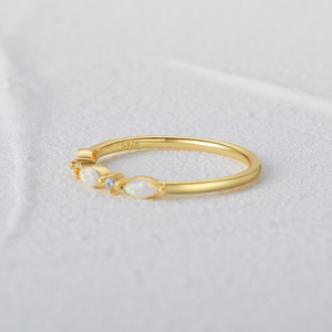 925 bague en argent Sterling bague oeil de cheval à la mode et luxueux 14k plaqué or bague bijoux accessoires pour femmes - Product Image 2