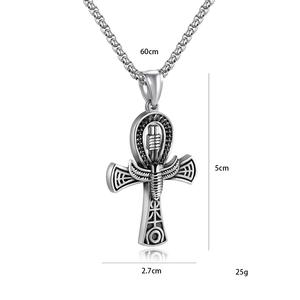 Caliente Nueva joyería egipcia personalizada para hombres Retro Ankh Cruz declaración colgante <span class=keywords><strong>collar</strong></span> con cadena de eslabones de moda para bodas fiestas - Product Image 5