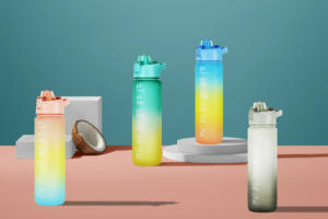 Campione gratuito bottiglia d'acqua per bambini 1000ml, senza BPA Tritan Matte con coperchio antigoccolo motivazionale e Anti-perdita - Product Image 5