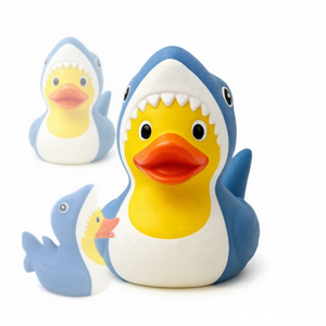 Lot personnalisé imprimé requin PVC caoutchouc en forme de canard baignoire bain jouets avec motifs - Product Image 1