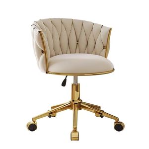 Silla de <span class=keywords><strong>Escritorio</strong></span> de Diseño Moderno con Detalles Dorados, <span class=keywords><strong>Taburete</strong></span> de Tela para Dormitorio, para Uso en el Hogar, para Tocador - Product Image 1