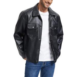 Blouson bombardier léger personnalisé en similicuir pour hommes Poches à fermeture éclair revers vintage Design XS Taille PU Matériau ODM Fourniture - Product Image 1