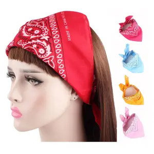 Wholesale Cheap women Paisley Design Square Bandanas 100% Cotton Head Wrap Scarf headbands girls Hair Band