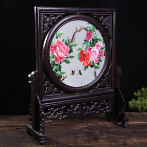 งานปักซูโจวลายดอกโบตั๋นสองด้าน สำหรับตกแต่งห้องนั่งเล่น งานฝีมือจีน - Product Image 2