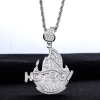 Collier pendentif hip-hop en cuivre incrusté de moissanite, charme de rappeur avec certificat GRA