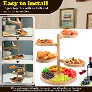 Planches à <span class=keywords><strong>fromage</strong></span> Charcuterie Cadeau Plateaux et plateaux de service en bambou pivotants Fête de Noël unique Cadeaux de pendaison de crémaillère pour les vacances - Product Image 5