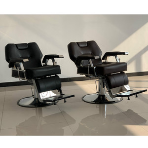 Silla de Barbero HZ8706 Negra y Marrón, Hidráulica, Altura Ajustable, Uso Comercial - Product Image 5