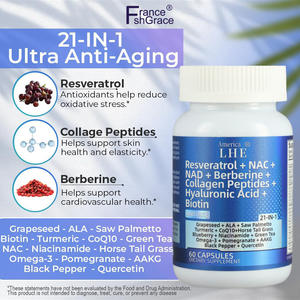 Capsules NAD + Resvératrol NAD + Berbérine Acide Hyaluronique Biotine Raisin et Myrtille + Peptides de Collagène NAD + Capsules - Product Image 3