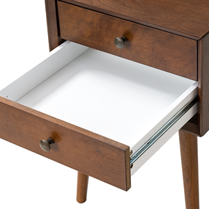 Nightstand With 2 <b>Drawers</b> Walnut Wood Storage <b>Side</b> <b>Table</b> For Bedroom - Product Image 6