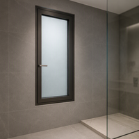 Fenêtre de salle de bain moderne en aluminium à battant, nouveau design, étanche, ouverture verticale, en alliage d'aluminium durable pour salle de bain