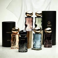 Botella de Perfume de Vidrio Esmerilado con Recubrimiento Personalizado OEM ODM, 30ml 50ml 100ml, Botella de Fragancia Vacía con Pulverizador de Niebla Fina, Tapa Dorada con Diseño de Guijarros