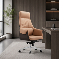 Chaise de bureau exécutive moderne en cuir PU, dossier haut, ergonomique, pivotante