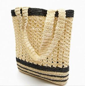 Sac fourre-tout bohème en paille tressée avec pompon, pliable, à ouverture supérieure, pour femme, idéal pour la plage en été - Product Image 2