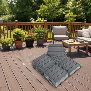 Baldosas de Plástico Encajables para Terraza, 11.8x11.8 Pulgadas, Color Gris Oscuro, Resistentes al Agua, para Interiores y Exteriores, Modelo D0100HA5VSW - Product Image 2