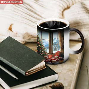 Ensemble cadeau de Noël, tasse à café en céramique noire givrée de 11 oz, tasse à changement de couleur activée par la chaleur - Product Image 3