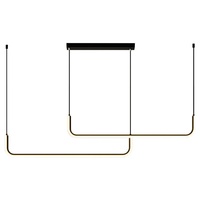 Lustre de restaurant en alliage de zinc, simple, long, pour salle à manger, style nordique moderne minimaliste, doré, LED, pour table de salle à manger, comptoir de bar