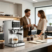 Cafetera Eléctrica Francesa Anbolife de 20 Bares con Tanque de Leche, Pantalla Táctil a Color, Control de Temperatura PID, Función de Cold Brew para el Hogar