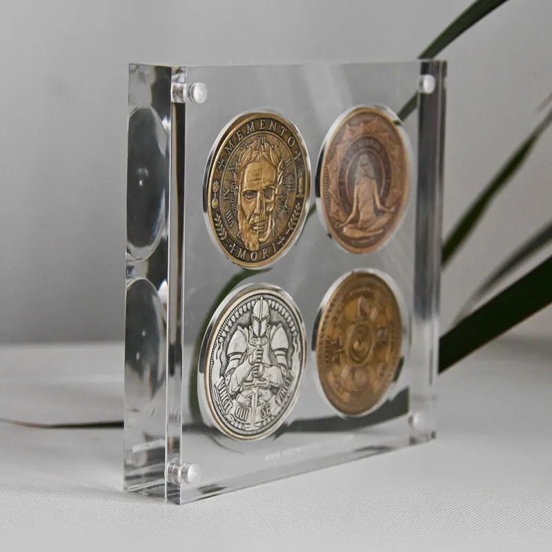 Hochdurchsichtiges magnetisches 4 EDC-Anminderungs-Münz-Medallie-Bidges-Vorführregal Acryl-Münz-Vorführtasche-Schachtel Sammler-Acryl-Schachtel