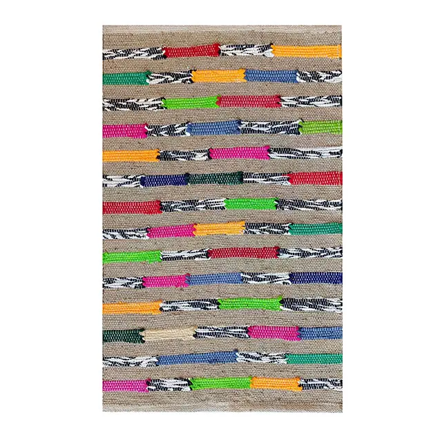 Karpet rami tenun tangan desain cantik karpet lantai goni alami anyaman tangan buatan tangan dari seni utama