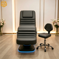 Table de massage électrique portable polyvalente à 3 moteurs avec base LED, lit de traitement professionnel pour SPA et salon de beauté, tabouret inclus