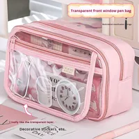 Trousse à crayons transparente Lnstagram Style Niche puissante boîte à papeterie de bonne qualité pour les élèves du primaire garçons et filles