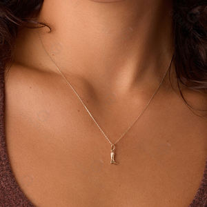 보석 미니멀리스트 14k 골드 쥬얼리 925 스털링 실버 카우보이 부츠 펜던트 목걸이 - Product Image 2