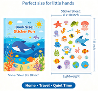 Livre d'activités magiques à thème animaux marins pour enfants, livre silencieux éducatif précoce avec autocollants en gelée pour le développement cognitif