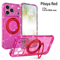 Coque de téléphone magnétique antichoc en PC et TPU avec support à 360 degrés et paillettes IMD de haute qualité pour iPhone 18 Pro Max 17 Pro 16 15