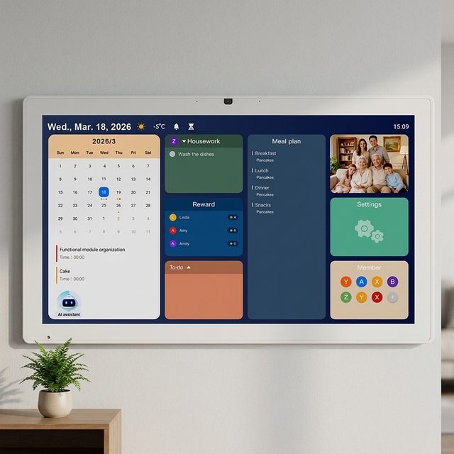 15.6" IPS FHD Touchscreen Smart Calendar AI Voice Assistant Android 15 Wi-Fi Enabled Wall Mountable Home Decoration ROHS