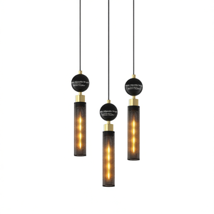 Lámpara Colgante Moderna Ajustable de Hierro Forjado Negro, LED Cilíndrica, para Isla de Cocina, Dormitorio, Baño, Modelo D0100XFA577 - Product Image 1