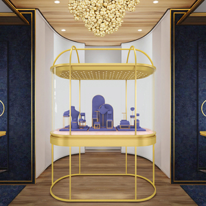 Lusso Custom bronzo acciaio inox vetro temperato LED verticale Display di gioielli vetrina della fabbrica all'ingrosso per l'interior Design - Product Image 2
