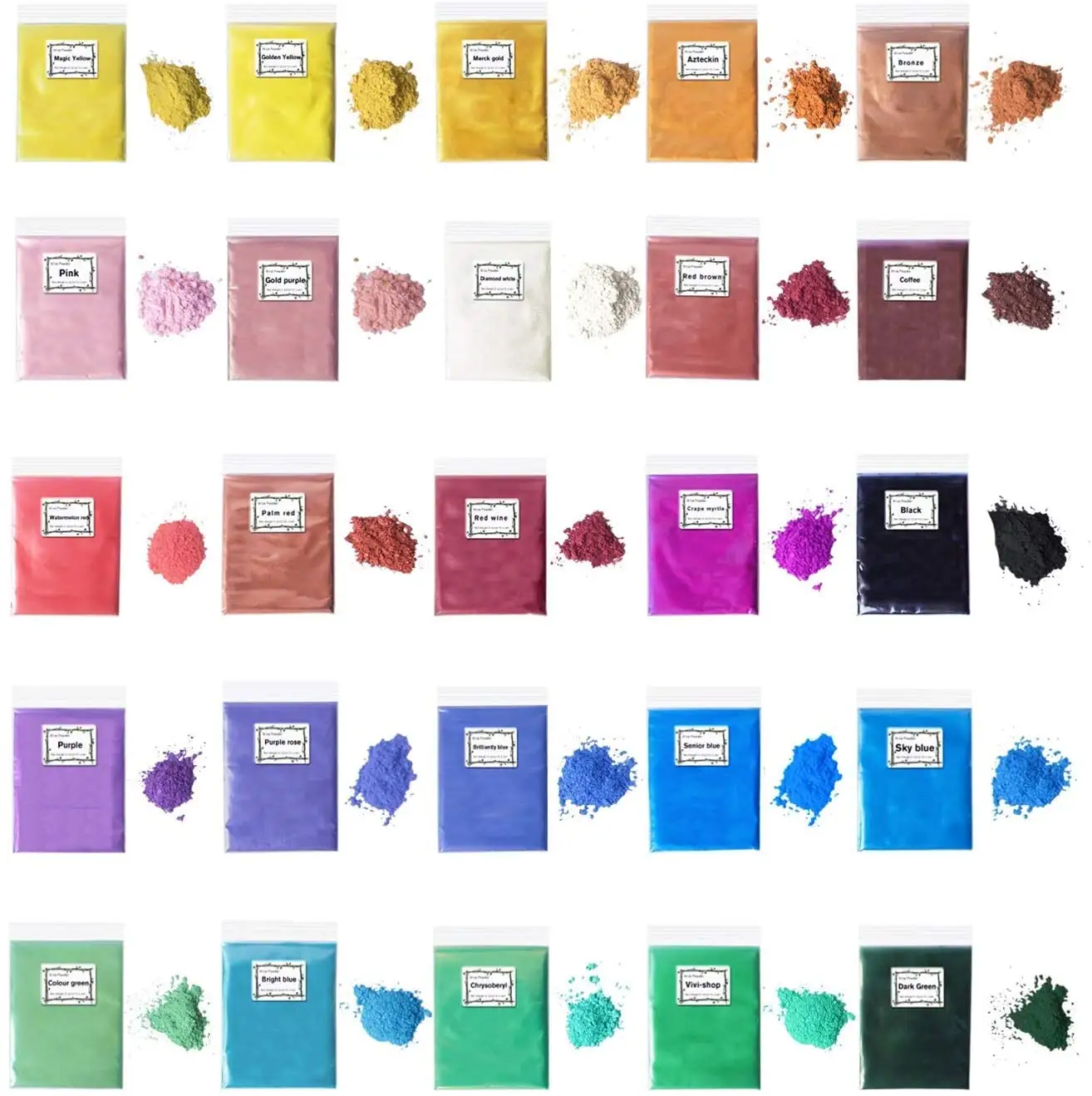 25 Colors Resin Pigment Powder OEM Natural Mica Powder Soap Colouring Dye For Resin Soap Candle Bath Bombs Slime DIY