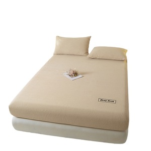 Milk Fleece <b>Fitted</b> <b>Sheet</b> 0.9m Thickened Solid Color Anti-Static Bedding Cover Mattress Protector - Product Image 5