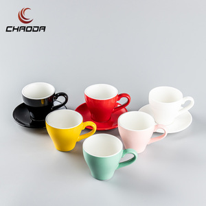 Gốm Sứ Cốc Cà Phê Và Đĩa Đặt Màu Sứ Cốc Biểu Tượng Tùy Chỉnh Với Muỗng Và Dòng Vàng Với Chất Lượng Cao - Product Image 3