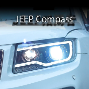 Gruppo Fari ad Alta Luminosità Modificato con LED DRL, Fari Allo Xenon con Indicatori di Direzione per Jeep Compass 2011-2016 - Product Image 2