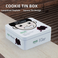 Boîte de rangement carrée en métal pour biscuits, bonbons et autres, avec finition laquée et logo imprimé à l'écran
