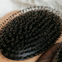 Brosse à Cheveux Professionnelle Démêlante Douce Anti-Statique avec Picots de Massage, en Poils de Sanglier Naturels et Manche en Bois pour un Cuir Chevelu Sain