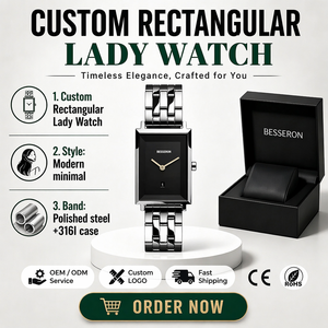 Luxury Fashion Simple Ladies Quartz Waterproof Bracelet <b>Watch</b> Custom Personalized 316L Stainless Steel Rectangle Design OEM ODM - Product Image 1