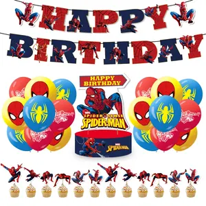 Cartoon Cool Marvel Spider Man Thema Verjaardagsfeest Decoratie Voor Kinderen Jongen Feestdecoratie Sets Met Ballon Banner