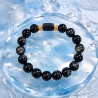 Bracelets perlés personnalisés faits à la main, tendance, en obsidienne 7A, bracelet en pierres naturelles DIY, pour cadeau, usage quotidien, bijoux